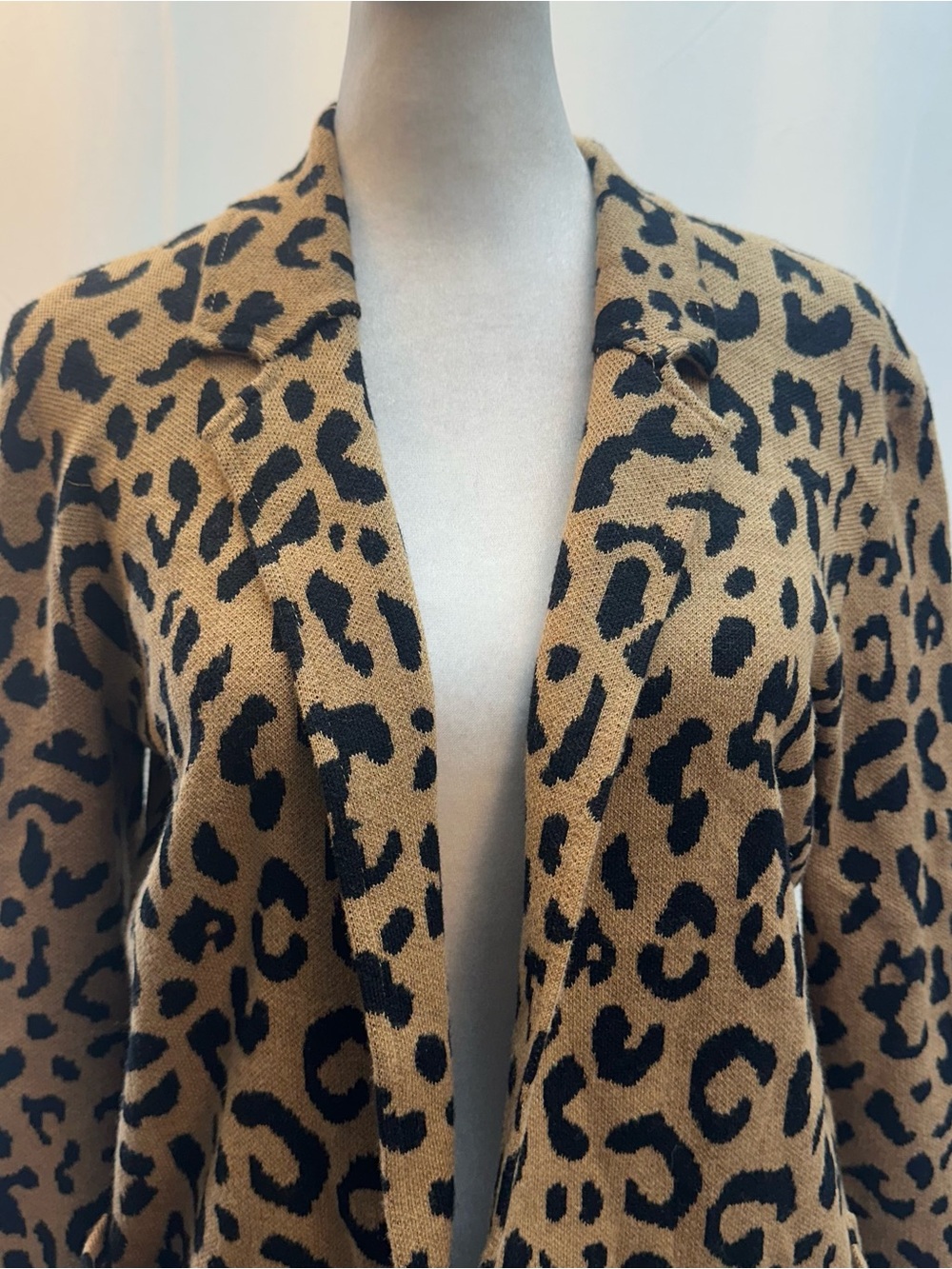 J. Crew Leopard Print Open-Front Cardigan in Tan and Black XXS - Picture 2 of 4
